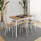 Conjunto Sala De Jantar Mesa Retangular Tampo Bp Com 6 Cadeir