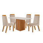 Conjunto Sala De Jantar Mesa Riviera Com Tampo De Vidro 120cm