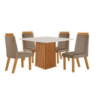 Conjunto Sala De Jantar Mesa Riviera Com Tampo De Vidro 90cm