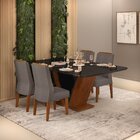 Conjunto Sala De Jantar Mesa Rute 160x90cm Tampo Vidro/mdf Co