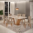 Conjunto Sala De Jantar Mesa Rute 160x90cm Tampo Vidro/mdf Co