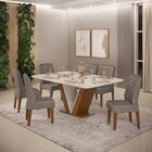 Conjunto Sala De Jantar Mesa Rute 160x90cm Tampo Vidro/mdf Co