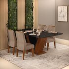 Conjunto Sala De Jantar Mesa Rute 160x90cm Tampo Vidro/mdf Co