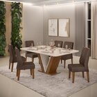 Conjunto Sala De Jantar Mesa Rute 160x90cm Tampo Vidro/mdf Co