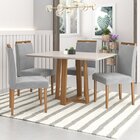 Conjunto Sala De Jantar Mesa Salvador Tampo Vidro/mdf Com 4 C