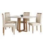 Conjunto Sala De Jantar Mesa Salvador Tampo Vidro/mdf Com 4 C