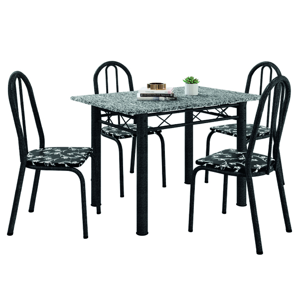 Conjunto Sala De Jantar Mesa Sara Com 4 Cadeiras Diva 1,20m G