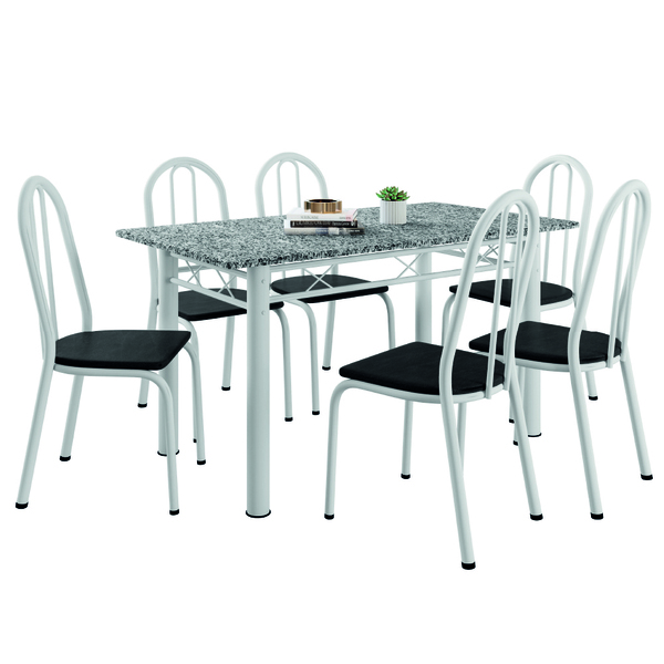 Conjunto Sala De Jantar Mesa Sara Com 6 Cadeiras Diva 1,40m G