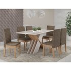 Conjunto Sala De Jantar Mesa Sarah 160x90cm Tampo Vidro/mdf C