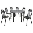 Conjunto Sala De Jantar Mesa Sextavada Paris Preto/ Prata/ Gr