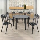 Conjunto Sala De Jantar Mesa Sextavada Paris Preto/ Prata/ Gr