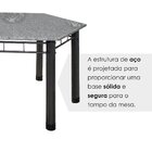 Conjunto Sala De Jantar Mesa Sextavada Paris Preto/ Prata/ Gr