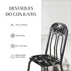 Conjunto Sala De Jantar Mesa Sextavada Paris Preto/ Prata/ Gr