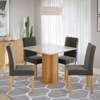 Conjunto Sala De Jantar Mesa Sophia 95x95cm Tampo Vidro/mdf C