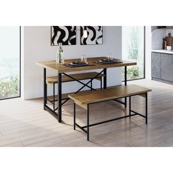 Conjunto Sala De Jantar Mesa Steel Light Com 2 Bancos Steel Q