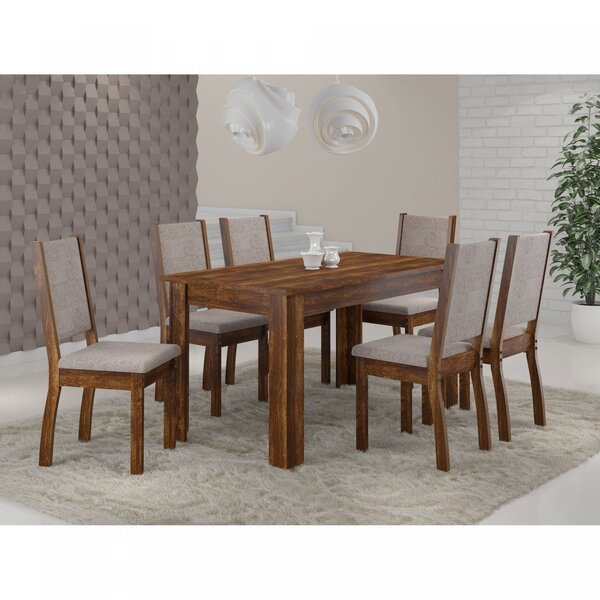 Conjunto Sala De Jantar Mesa Tampo Com 6 Cadeiras Capri Primu