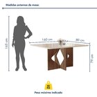 Conjunto Sala De Jantar Mesa Tampo Dakota Plus Vidro 160x80cm