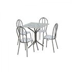 Conjunto Sala De Jantar Mesa Tampo De Granito Quadrada Com 4