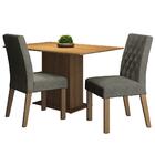 Conjunto Sala De Jantar Mesa Tampo De Madeira 2 Cadeiras Rust