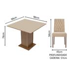 Conjunto Sala De Jantar Mesa Tampo De Madeira 4 Cadeiras Rust