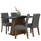 Conjunto Sala De Jantar Mesa Tampo De Madeira 4 Cadeiras Rust