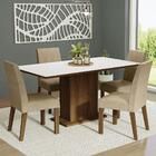 Conjunto Sala De Jantar Mesa Tampo De Madeira 4 Cadeiras Rust