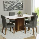 Conjunto Sala De Jantar Mesa Tampo De Madeira 4 Cadeiras Rust