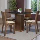 Conjunto Sala De Jantar Mesa Tampo De Madeira 4 Cadeiras Rust