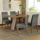 Conjunto Sala De Jantar Mesa Tampo De Madeira 4 Cadeiras Rust