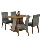 Conjunto Sala De Jantar Mesa Tampo De Madeira 4 Cadeiras Rust