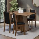 Conjunto Sala De Jantar Mesa Tampo De Madeira 4 Cadeiras Rust