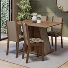 Conjunto Sala De Jantar Mesa Tampo De Madeira 4 Cadeiras Rust