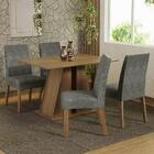 Conjunto Sala De Jantar Mesa Tampo De Madeira 4 Cadeiras Rust