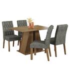 Conjunto Sala De Jantar Mesa Tampo De Madeira 4 Cadeiras Rust