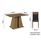 Conjunto Sala De Jantar Mesa Tampo De Madeira 4 Cadeiras Rust