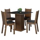 Conjunto Sala De Jantar Mesa Tampo De Madeira 4 Cadeiras Rust