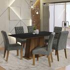 Conjunto Sala De Jantar Mesa Tampo De Madeira 6 Cadeiras Rust