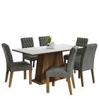 Conjunto Sala De Jantar Mesa Tampo De Madeira 6 Cadeiras Rust