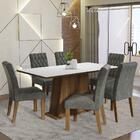 Conjunto Sala De Jantar Mesa Tampo De Madeira 6 Cadeiras Rust