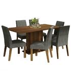 Conjunto Sala De Jantar Mesa Tampo De Madeira 6 Cadeiras Rust