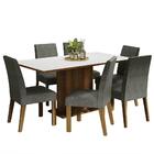 Conjunto Sala De Jantar Mesa Tampo De Madeira 6 Cadeiras Rust