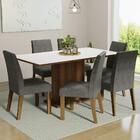 Conjunto Sala De Jantar Mesa Tampo De Madeira 6 Cadeiras Rust