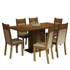 Conjunto Sala De Jantar Mesa Tampo De Madeira 6 Cadeiras Rust
