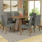 Conjunto Sala De Jantar Mesa Tampo De Madeira 6 Cadeiras Rust