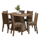 Conjunto Sala De Jantar Mesa Tampo De Madeira 6 Cadeiras Rust