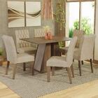 Conjunto Sala De Jantar Mesa Tampo De Madeira 6 Cadeiras Rust