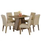 Conjunto Sala De Jantar Mesa Tampo De Madeira 6 Cadeiras Rust