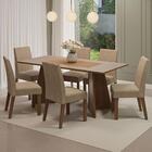 Conjunto Sala De Jantar Mesa Tampo De Madeira 6 Cadeiras Rust