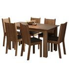 Conjunto Sala De Jantar Mesa Tampo De Madeira 6 Cadeiras Rust