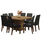 Conjunto Sala De Jantar Mesa Tampo De Madeira 8 Cadeiras Rust